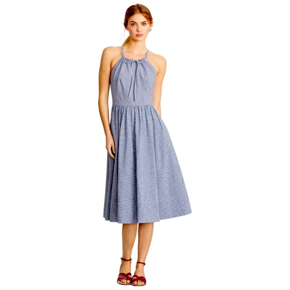 Brooks Brothers Blue Midi Halter Dress